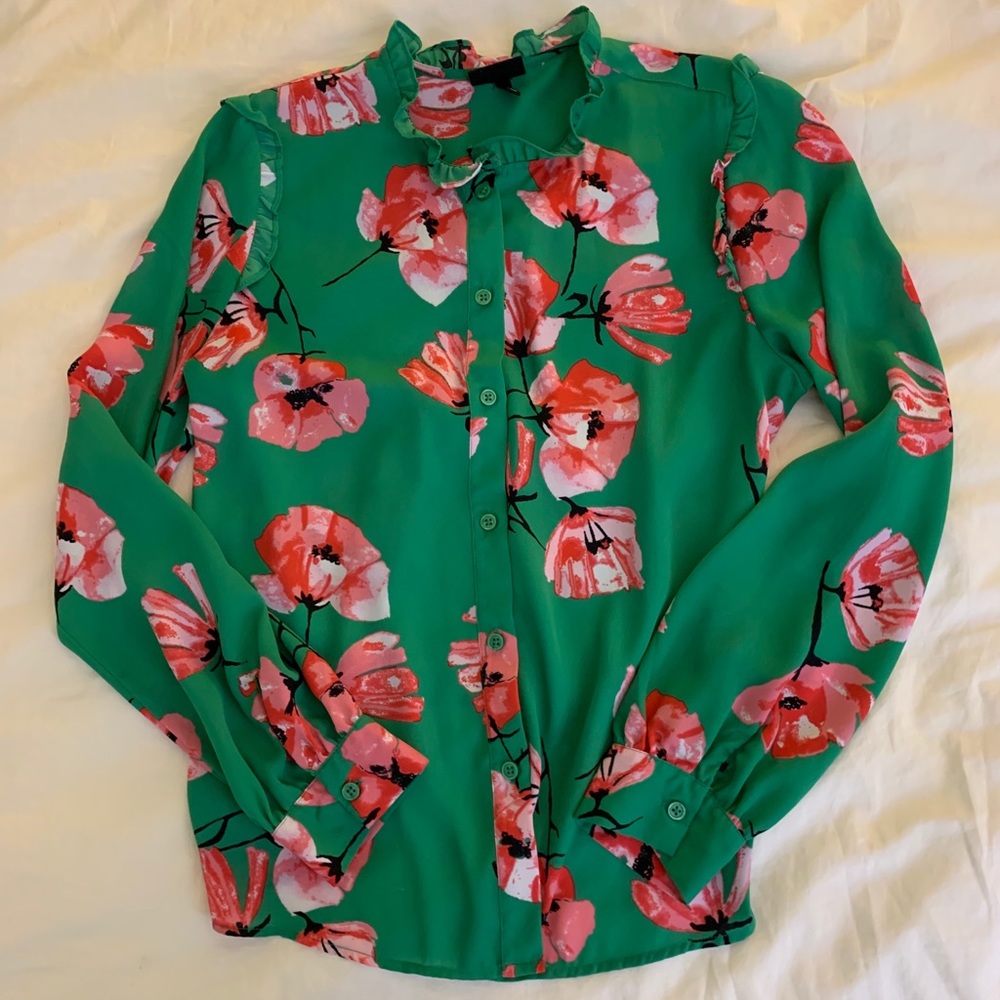WhoWhatWear Sz S Green Poppy Top